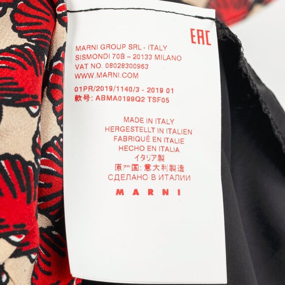 Marni Red Silk-Crepe Seashell-Print Collared Shift Dress - Picture 10 of 12